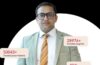 Oncologist in a light-green suit with achievement bubbles: 50,043+ treated cancer patients, 28,976+ complex surgeries, 95% success rate.